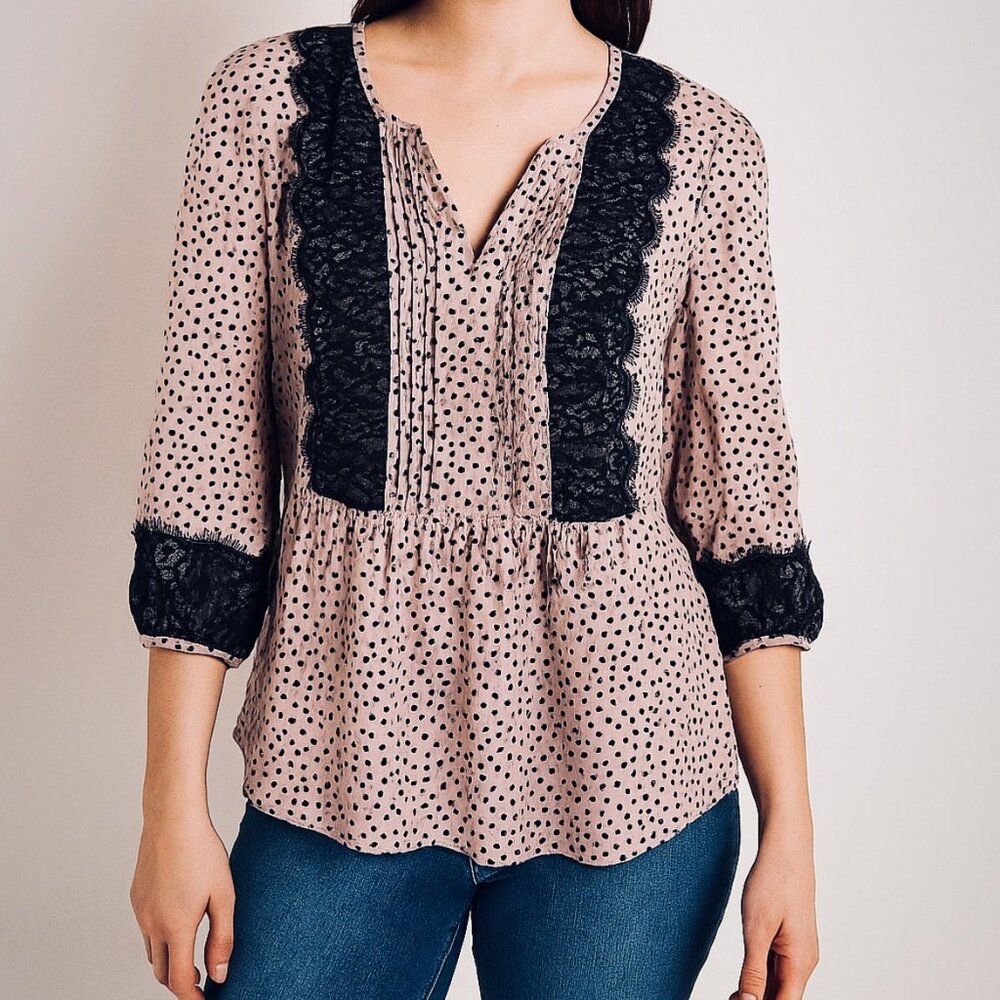 Boden Cynthia Lace Shirt Blouse Pink & Blue Women’s Size 4 100% Viscose